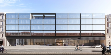 Visualisierung der frontalen Ansicht des Eingangsbereiches in der Spittalgasse.